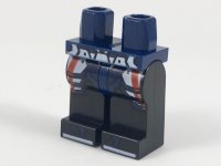 LEGO part Hips and Black Legs with Red and White Armor, Dark Blue Zori Sandals with White Soles Pattern 970c11pb37