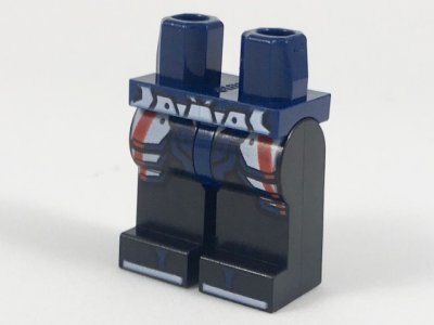 LEGO part Hips and Black Legs with Red and White Armor, Dark Blue Zori Sandals with White Soles Pattern (970c11pb37)