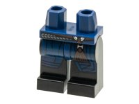 LEGO part Hips and Black Legs with Dark Brown Belt and Tassel, Dark Blue Coattails Pattern 970c11pb47