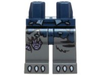 LEGO part Hips and Dark Bluish Gray Legs with Dark Blue Loincloth, Medium Lavender Sinew Patches and White Claws Pattern 970c85pb12