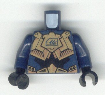 LEGO part Torso Exo-Force Gold Body Armor with Wing Pattern / Dark Blue Arms / Black Hands (973pb0156c01)