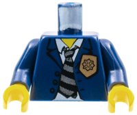 LEGO part Torso Police Suit with Gold Badge and Striped Tie Pattern / Dark Blue Arms / Yellow Hands 973pb0290c01