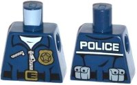 LEGO part Torso Police Jacket with White Undershirt, Zippers, Gold Badge and Buckle with 'POLICE' Pattern on Back 973pb1547