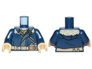LEGO part Torso SW Coat, Dark Tan Shirt, Belt with Utility Pockets Pattern (Cassian Andor) / Dark Blue Arms / Tan Hands (973pb2496c01)