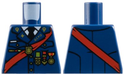 LEGO part Torso Police Uniform Dress, Red Sash, 'GCPD' and Medals Pattern (973pb2845)