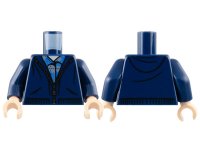 LEGO part Torso Hoodie with Silver Zipper over Blue and Dark Bluish Gray Plaid Shirt, Light Nougat Neck Pattern / Dark Blue Arms / Light Nougat Hands 973pb3217c01
