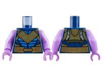 LEGO part Torso Gold and Dark Orange Breastplate and Belt, Blue Armor Plates Pattern / Medium Lavender Arms / Medium Lavender Hands 973pb5065c01