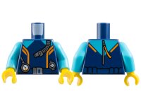 LEGO part Torso Diving Suit with Orange Stripes, Medium Azure Panels, Belt with Silver Buckle, Gauge and Regulator Pattern / Medium Azure Arms / Yellow Hands 973pb5259c01