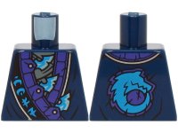 LEGO part Torso Robe, Dark Purple and Silver Trim, Dark Azure Ninjago Logogram 'WOLF', Metallic Light Blue Blades Pattern 973pb5545