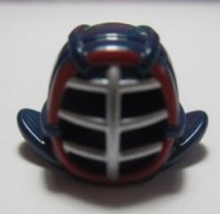 LEGO onderdeel Minifigure, Headgear Helmet Ninjago Kendo with Silver Grille Mask and Dark Red Trim Pattern 98130pb02