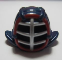LEGO part Minifigure, Headgear Helmet Ninjago Kendo with Silver Grille Mask and Dark Red Trim Pattern (98130pb02)