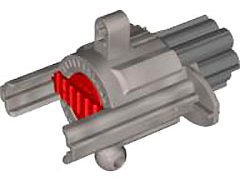 LEGO part Projectile Launcher, Bionicle Weapon Cordak Blaster with Red Plunger and Dark Bluish Gray Barrel (57523c01)