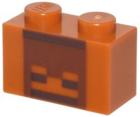 LEGO part Brick 1 x 2 with Reddish Brown and Dark Brown Pixelated Skull Decorative Pot Pattern 3004pb334