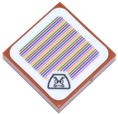 LEGO part Fliese 2 x 2 mit Super Mario Scanner-Code Goomba-Muster (Aufkleber) - Sets 71360 / 71365 / 71367 / 71368 / 71377 / 71380 / 71383 / 71391 / 71404 / 71408 / 71412 / 71415 / 71418 / 71427 / 71430 / 71433 / 71437 / 71439 (3068pb1381)