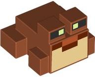 LEGO part Minecraft Frog with Black and Yellowish Green Eyes, Reddish Brown Mouth, Tan Vocal Sac Pattern 3128pb01
