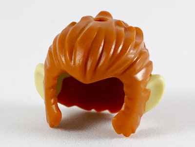 LEGO part Minifigure, Hair and Sideburns, Swept Back with Molded Tan Ears Pattern (53094pb01)