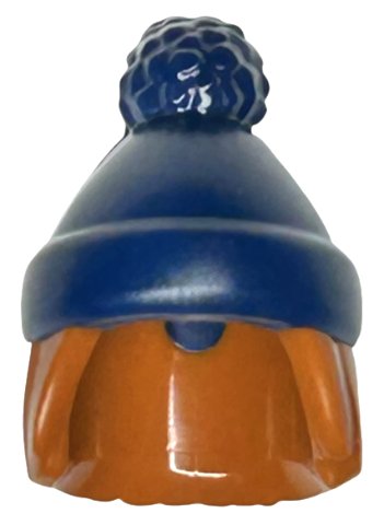 LEGO part Minifigure, Hair Combo, Hair with Hat, Straight Shoulder Length with Molded Dark Blue Stocking Cap Pattern (68502pb02)