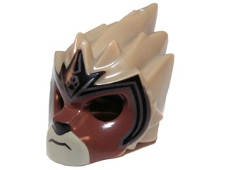 LEGO onderdeel Minifigure, Headgear Mask Lion with Reddish Brown Face and Dark Blue Headpiece Pattern (11129pb06)
