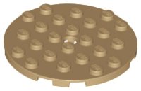 LEGO part Placa, Redonda 6 x 6 con Agujero 11213