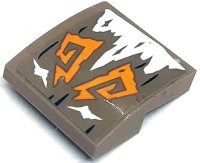 LEGO part Schräge, Curva 2 x 2 x 2/3 con Luminoso Chiaro Arancione Spirali Geometriche, Bianco Ghiaccio e Nero Linee Pattern (Adesivo) - Set 71748 15068pb520