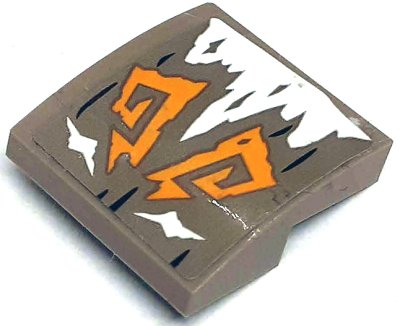 LEGO part Schräge, Curva 2 x 2 x 2/3 con Luminoso Chiaro Arancione Spirali Geometriche, Bianco Ghiaccio e Nero Linee Pattern (Adesivo) - Set 71748 (15068pb520)