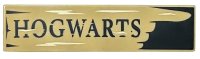 LEGO part Tile 1 x 4 with Black 'HOGWARTS' Sign with Tan Wood Grain Pattern 2431pb0843