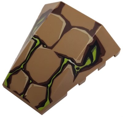 LEGO part Wedge 4 x 4 Triple Curved No Studs with Scales and 2 Lime Eyes Pattern (47753pb028)