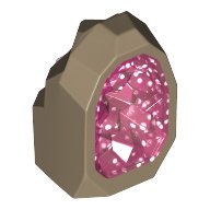 LEGO part Rock 1 x 1 Geode with Molded Glitter Trans-Dark Pink Crystals Pattern (49656pb02)