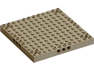 LEGO part Brick, Modified 12 x 12 with 3 Pin Holes on each Side and Axle Holes in Corners (52040)