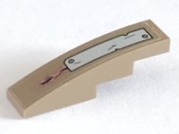 LEGO part Slope, Curved 4 x 1 with Silver Plate and 2 Rivets Pattern (Sticker) - Set 76054 61678pb158