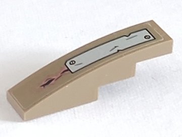 LEGO part Slope, Curved 4 x 1 with Silver Plate and 2 Rivets Pattern (Sticker) - Set 76054 (61678pb158)