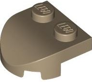 LEGO part Brick, Round 2 x 2 x 2/3 Half Circle Extended with 2 Studs and Curved Top (7037)