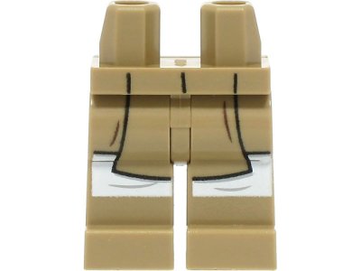 LEGO part Hips and Legs with SW Jedi Robe with 2 Dark Brown Wrinkles and White Leggings Pattern (970c00pb1284)