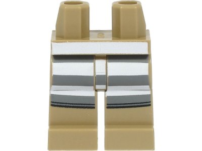 LEGO part Hips and Legs with White and Dark Bluish Gray Prison Stripes Pattern (970c00pb1325)