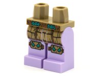 LEGO part Hips and Lavender Legs with Dark Orange Ropes, Dark Tan Armor, Dark Turquoise Spikes on Knee Pads Pattern 970c154pb01