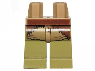 LEGO part Hips and Olive Green Legs with Dark Tan and Brown Fur Pattern (SW Gamorrean) (970c155pb01)