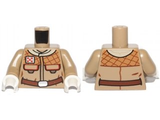 LEGO part Torso SW Hoth Rebel Jacket with Pockets and Brown Belt Pattern / Dark Tan Arms / White Hands (973pb1315c01)