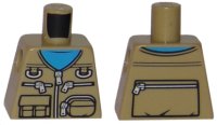 LEGO part Torso Vest with Zipper, Pockets and Pouches Over Dark Azure Shirt Pattern 973pb2912