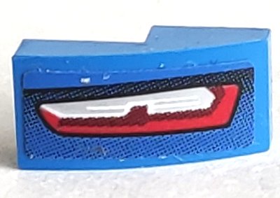 LEGO part Schräge, gewölbt 2 x 1 x 2/3 mit rot-schwarzem Rücklicht-Muster Modellrechte Seite (Aufkleber) - Set 75891 (11477pb193R)