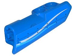 LEGO part Technic, Panel Fairing #21 Very Small Smooth, Side B with White and Blue Curved Stripes and Rivets Pattern (Sticker) - Set 42025 (11946pb014)