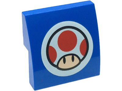 LEGO part Slope, Curved 2 x 2 x 2/3 with Super Mario Mushroom on White Circle Pattern (15068pb596)