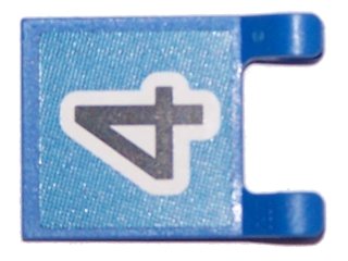 LEGO part Flagge 2 x 2 Quadrat mit schwarzer Ziffer 4 auf blauem Hintergrund-Muster (Aufkleber) - Sätze 3420 / 3425 (2335pb036)