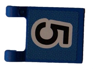 LEGO part Drapeau 2 x 2 Carré avec Motif Numéro 5 Noir sur Fond Bleu (Autocollant) - Sets 3420 / 3425 (2335pb037)