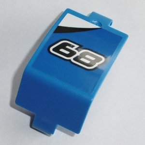 LEGO part Technic, Panel Gekrümmt 3 x 5 x 3 mit schwarzem und weißem '68' und dreieckigen Streifen-Muster (Aufkleber) - Set 42045 (24116pb001L)