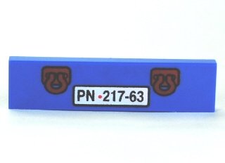 LEGO part Tile 1 x 4 with Tow Hooks and 'PN 217-63' Pattern (Ivan Mater) (2431pb0191)
