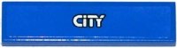 LEGO part Tile 1 x 4 with Silver 'CITY' on Blue Background Pattern (Sticker) - Set 60075 2431pb0391