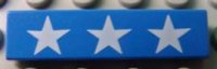 LEGO part Tile 1 x 4 with 3 White Stars Pattern 2431px6
