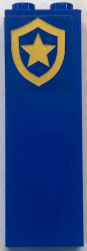 LEGO part Brick 1 x 2 x 5 with Gold Police Star Badge Logo Pattern (Sticker) - Set 60315 2454pb306
