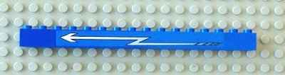 LEGO part Stein 1 x 16 avec Motif Flèche Zigzag Blanche Gauche (Autocollant) - Ensembles 4560 / 4561 (2465pb09)