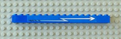 LEGO part Stein 1 x 16 avec Motif Flèche Zigzag Blanche Droite (Autocollant) - Ensembles 4560 / 4561 (2465pb10)